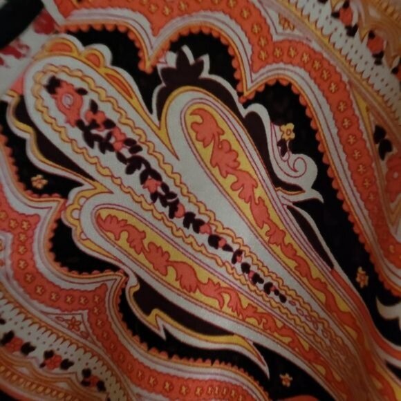 INC Top Blouse Paisley Print 1X Fall Winter Brown Orange 1XL Women's Work Career - Picture 4 of 7